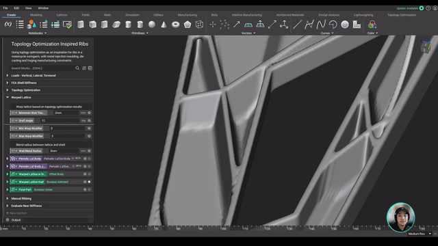 video: Topology optimization driven ribs on a swing arm