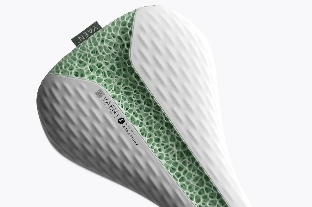 Bike saddle concept VAEN s 3D printed foam cushioning nTop